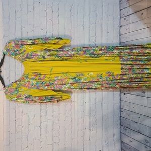 Anthropologie Yellow Floral Maxi Dress